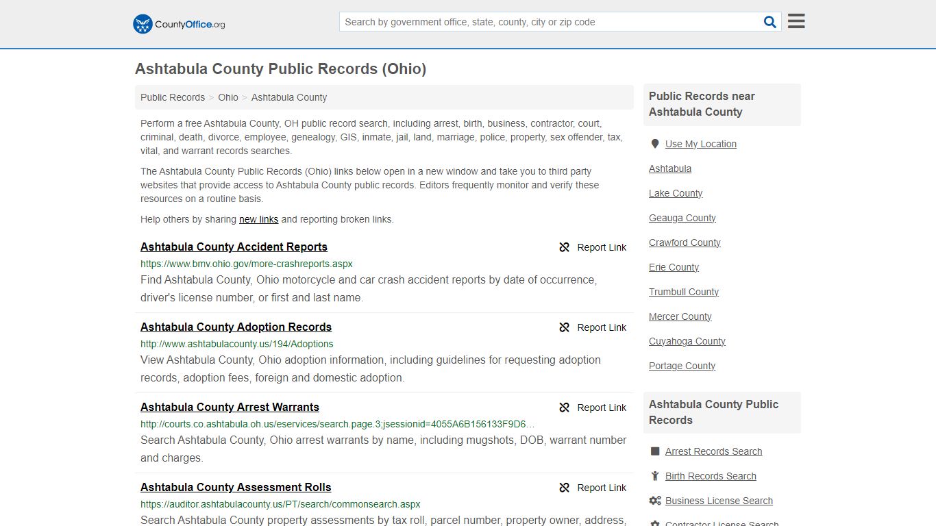 Public Records - Ashtabula County, OH (Business, Criminal, GIS ...